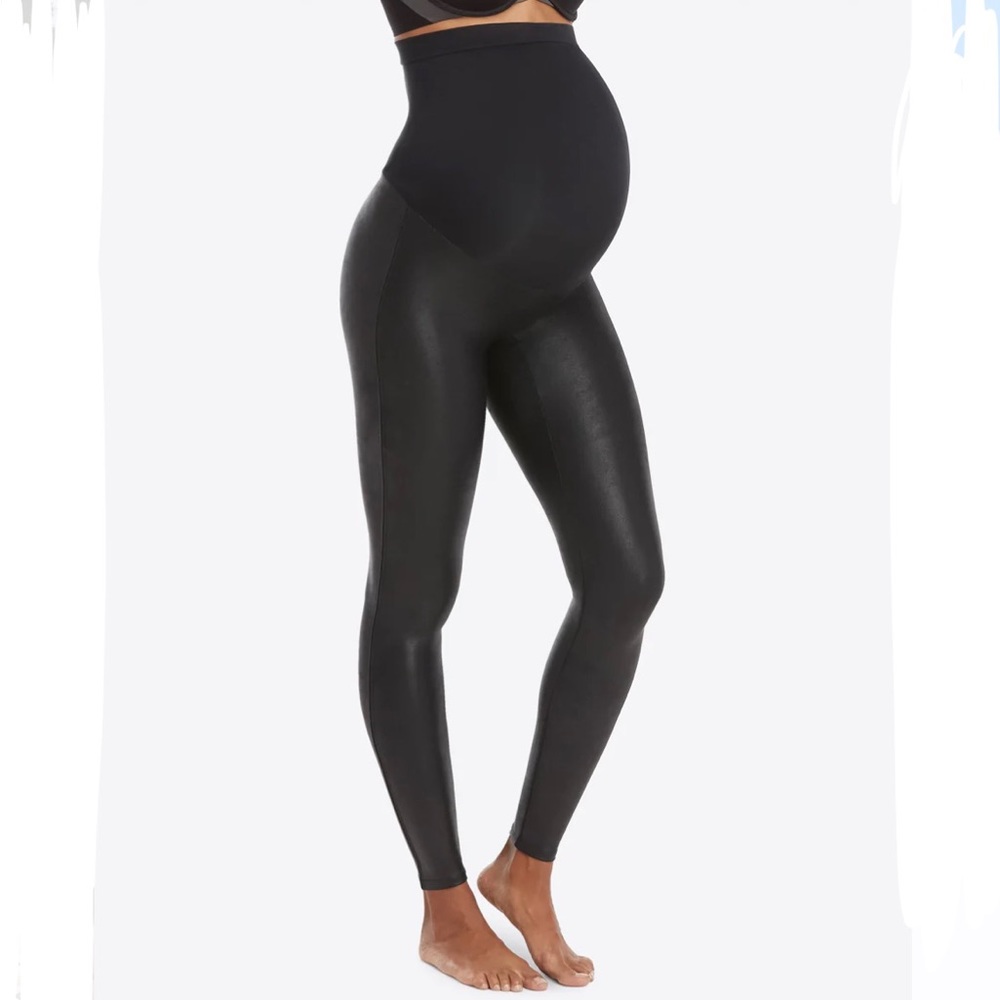 Spanx maternity faux leather leggings